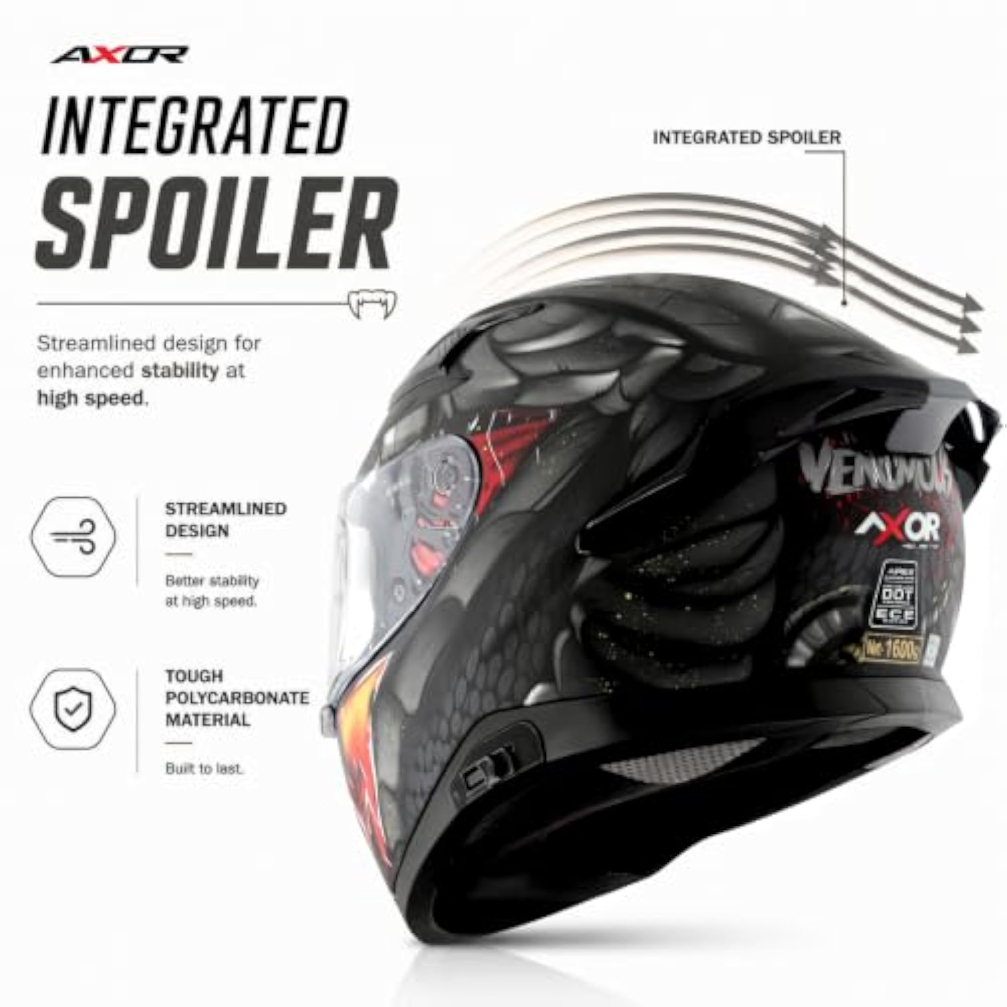 Apex Venous ISI ECE DOT Full Face Dual Visor Helmet for Men and Women